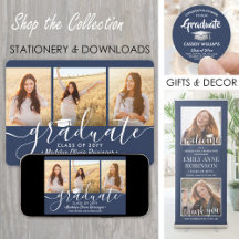 Navy Blue & White Elegant Graduation Celebration