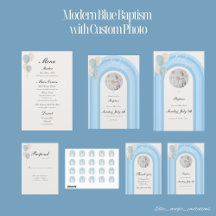 Modern Blue Baptism Invitation with Custom Photo