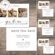 Modern Minimalist 3 Photo Collage Save the Date