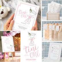 Pink Stripes A Tini One is On The Way Baby Shower