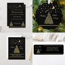 Happy Pawlidays, Gold shiny Paw Christmas tree