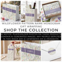 Wildflower Pattern Name Monogram Gift Wrapping