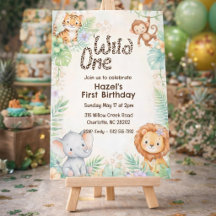 Cute Jungle Safari Animals Birthday Invitations
