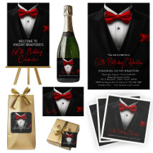 Mens Red Black Tuxedo Birthday Party & Event