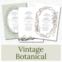 Vintage Botanical Line Art Wedding Invitations