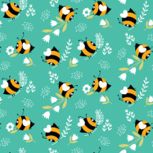 Cute bees with flowers