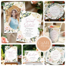 Boho Greenery Floral Frame Sweet 16 Collection