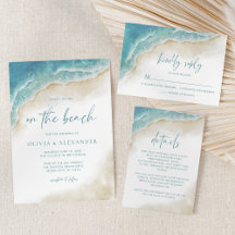 Watercolor Shoreline Summer Beach Wedding Suite