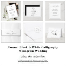 Formal Black & White Calligraphy Monogram Wedding