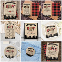 Rustic Forest Plaid Lumberjack Boys Baby Shower