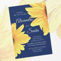 Watercolor Sunflowers dark blue wedding!
