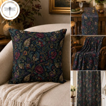 Dark Moody Floral Vintage Crewel Botanical Elegant