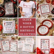 Older Wiser Hotter Than Ever Red Retro Birthday