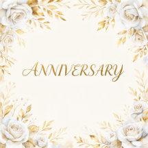 Anniversary Invitation  Elegant Gold Script & Flo