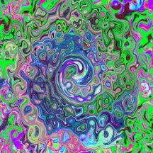 Marbled Lime Green and Purple Abstract Retro Swirl