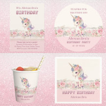 CUTE UNICORN PINK GIRL'S BIRTHDAY