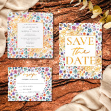 Colorful Garden Wedding Hand Painted Wildflower