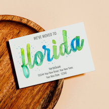 Florida Moving Announcements Blue Watercolor