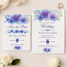 Romantic Purple Blue Botanical Watercolor Wedding