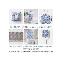 Blue Bird Chinoiserie Monogram Home Decor