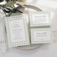 Sage Green Gingham Baby Shower