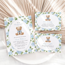 Baby Bear and Blue Flowers Baby Shower Collection