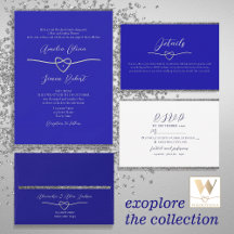 Royal Blue and Silver Wedding Invitation Suite