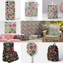 Modern Retro Floral Drawing Seamless Pattern Art 