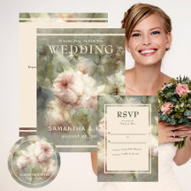 Elegant Antique Roses Soft Pink Watercolor Wedding