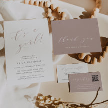 Dusty Rose Calligraphy Baby Shower