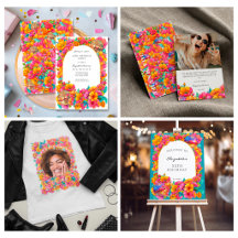 Bright Floral Gold Pink Disco Ball Birthday 