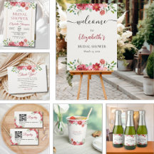 Red wildflowers Bridal Shower