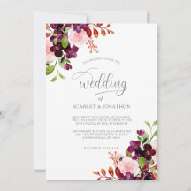 Blush & Burgundy Autumn Watercolor Floral Wedding