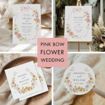 Elegant Wildflower Pink Bow Wedding