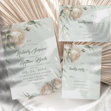Sage Green White Roses Wedding Collection
