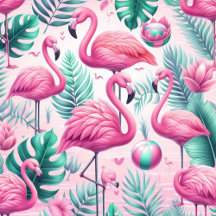 Tropical Pink Flamingos
