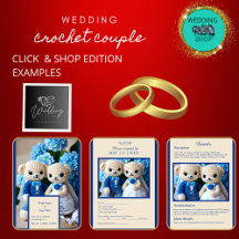 blue & white wedding crochet couple collection