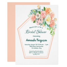 Wedding watercolored florals with geometric frame