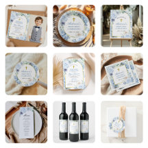 First Holy Communion Dusty Blue Floral