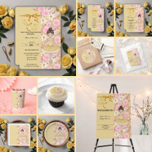 Cute Yellow Tutu Ballerina Butterflies Baby Shower