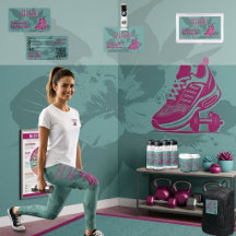 Fitness & Nutrition Raspberry Teal Floral