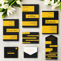 Delicate Black And Gold Stripes Simple Wedding