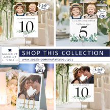 Wedding Reception Photo Greenery Table # Signs