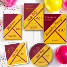 Elegant Modern Burgundy And Gold Stylish Birthday