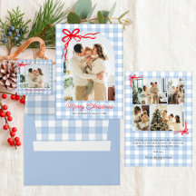 Blue Gingham Watercolor Christmas
