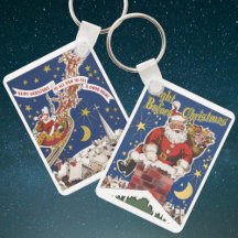 Vintage Santa Claus Themes on Keychains