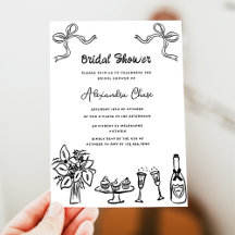 Whimsical Black Drawn Bridal Shower Party