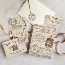 Vintage Library Card Book Teddy Bear Baby Shower