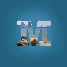 M letter and the beach