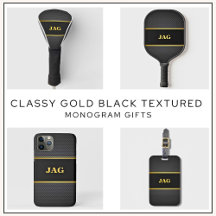 Classy Gold Black Textured Monogram